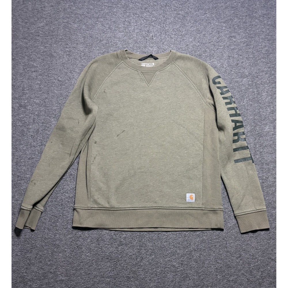 Carhartt Relaxed Fit Sweatshirt Womens Medium Green Cotton Crew Neck Pullover